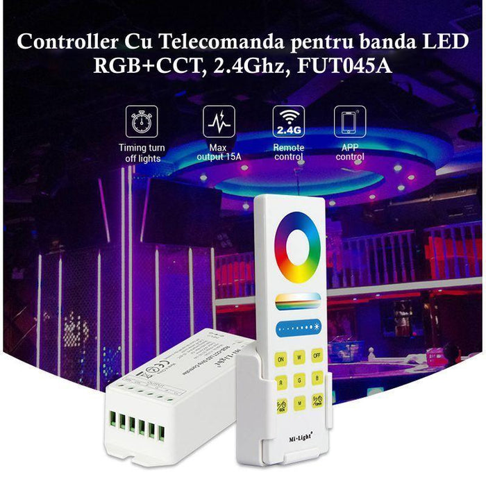 controler cu telecomanda MiLight, controler rgbcct, controler FUT045A, controller banda LED, telecomanda banda LED multicolora, MiBoxer, controller wifi, ledia.ro