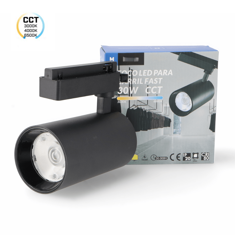 Spot LED COB negru pentru șină monofazată