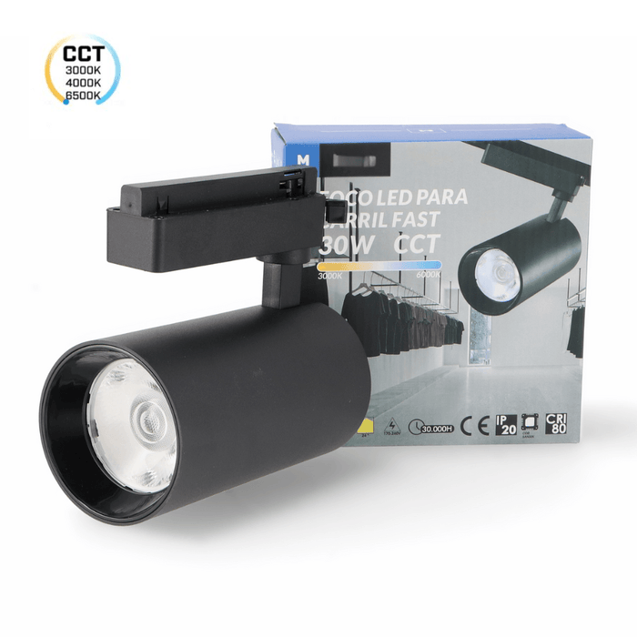 Spot LED COB negru pentru șină monofazată