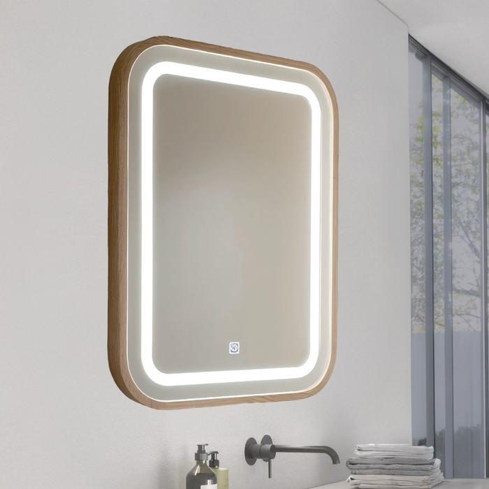 Oglindă Baie cu LED 3CCT și Funcție Touch, 20W, 60×80 cm, IP44