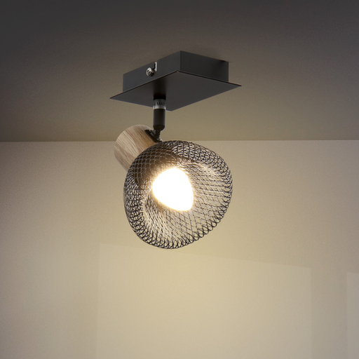 Aplica tavan E14 cu abajur plasă metalică negru