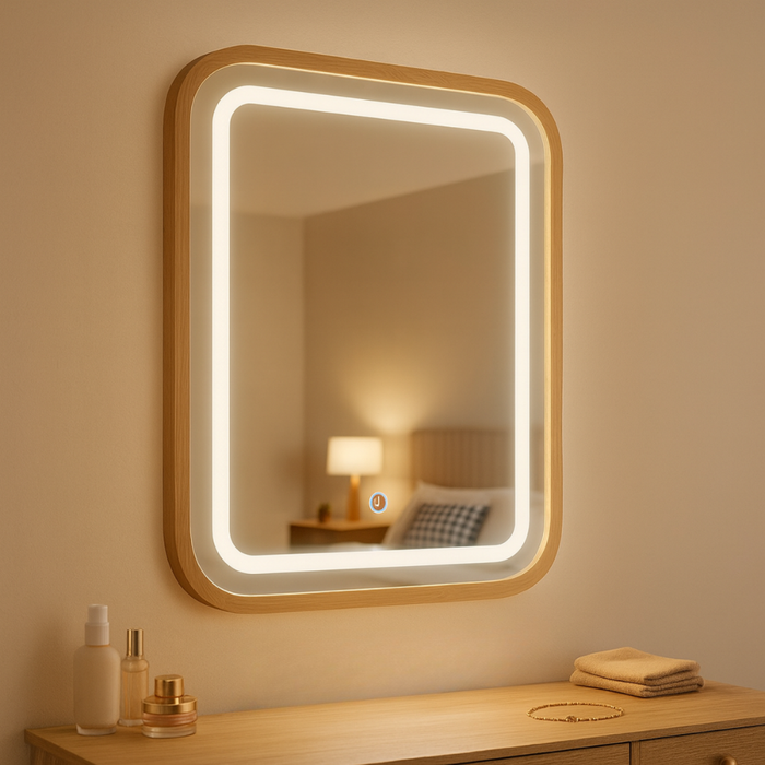 Oglindă Baie cu LED 3CCT și Funcție Touch, 20W, 60×80 cm, IP44