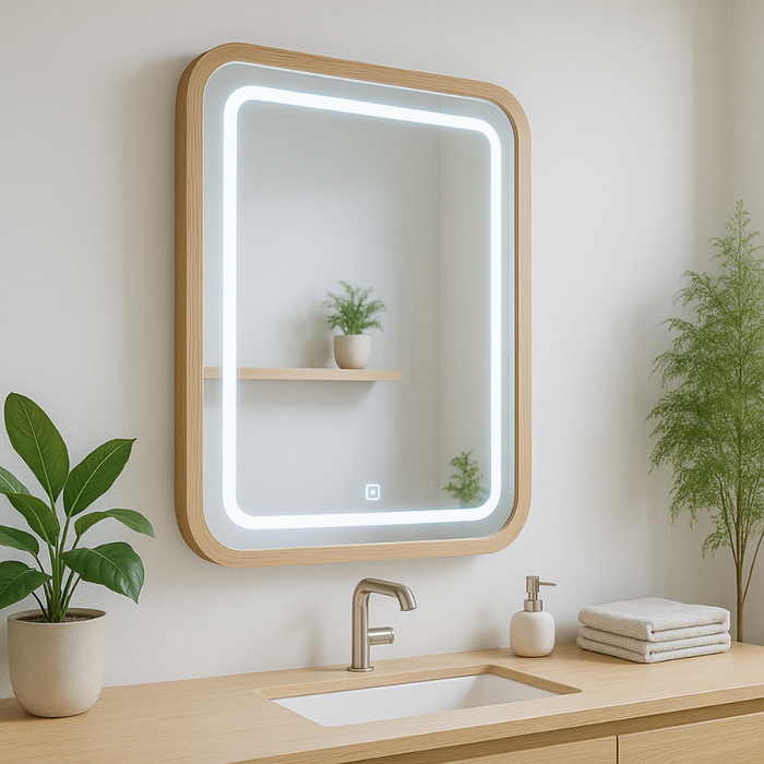 Oglindă Baie cu LED 3CCT și Funcție Touch, 20W, 60×80 cm, IP44