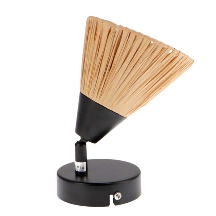 Aplica cu abajur bambus și finisaj negru