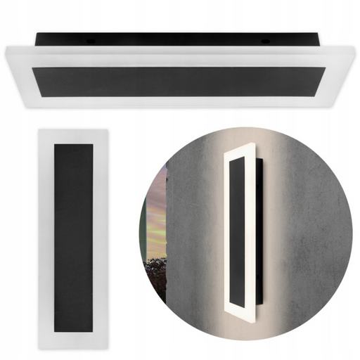 aplica moderna pentru fatada, 9w lungime 30cm, acril negru, montaj perete exterior, ledia.ro