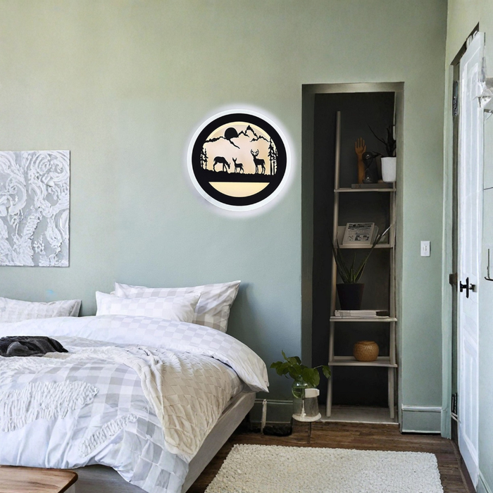 aplica LED perete cu design pădure, lumina calda