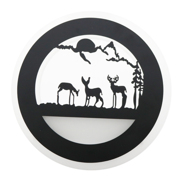 aplica LED rotundă cu cerbi și copaci