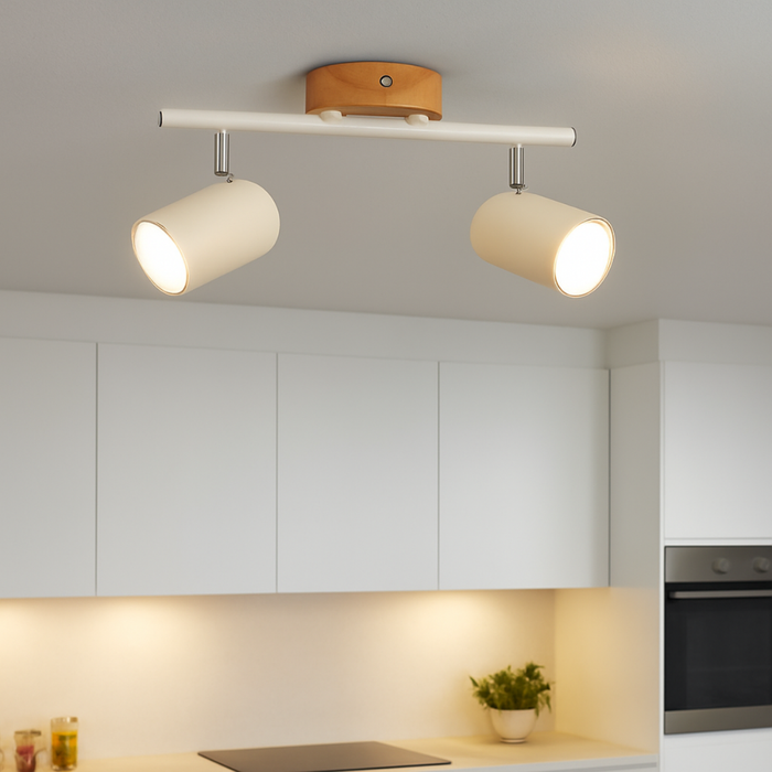 Spoturi tavan reglabile WOOD alb și lemn
