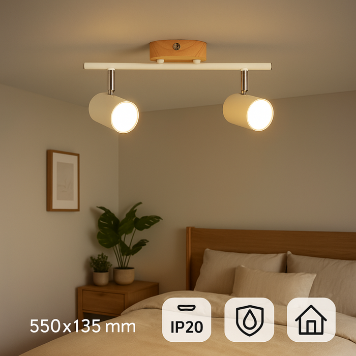 Lustră tavan dublă WOOD design natural