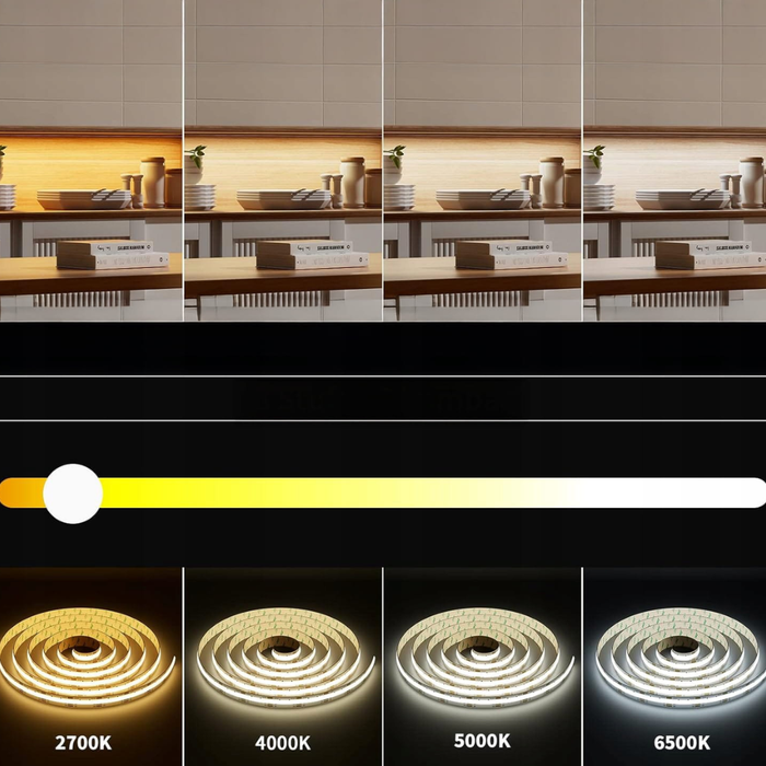 Bandă LED COB 240 LEDm CCT 24V pentru interior