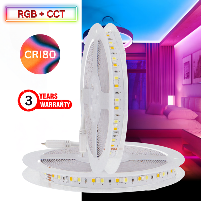 banda led 24v RGB+CCT, banda cu leduri 24v, banda led 5m, benzi led 24V, banda led dedeman, banda led interior, ledia.ro
