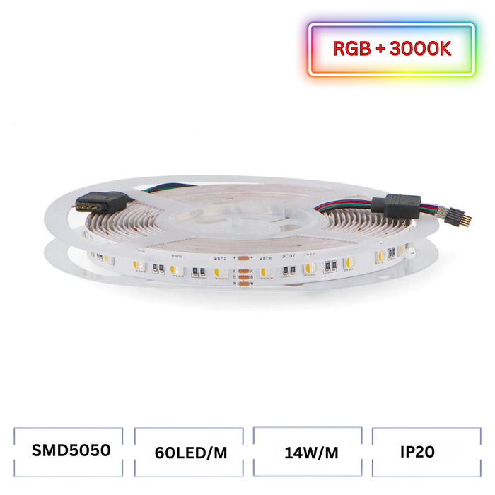 banda led RGB+3000K, banda cu leduri 24v interior, banda led RGBW 5m, benzi led 24V, banda led dedeman, banda led SMD5050, banda led interior, ledia.ro