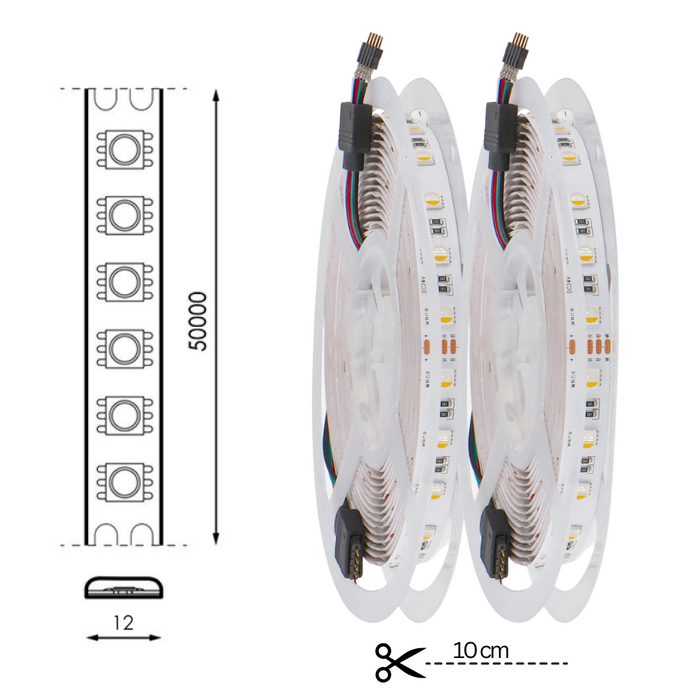 banda led RGB+3000K, banda cu leduri 24v interior, banda led RGBW 5m, benzi led 24V, banda led dedeman, banda led SMD5050, banda led interior, ledia.ro