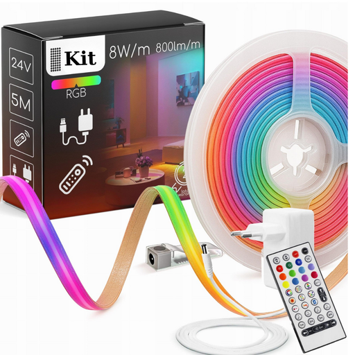 Bandă LED adresabilă COB RGB+W 240LEDm sensibilă la sunet