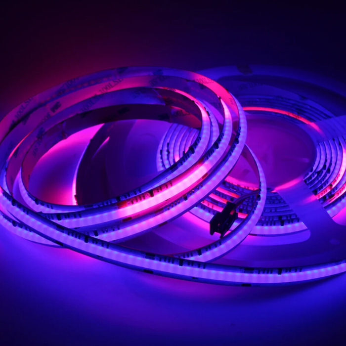 banda led cob 24v rgbnw lumină neutră, eficientă energetic și ușor de montat.
