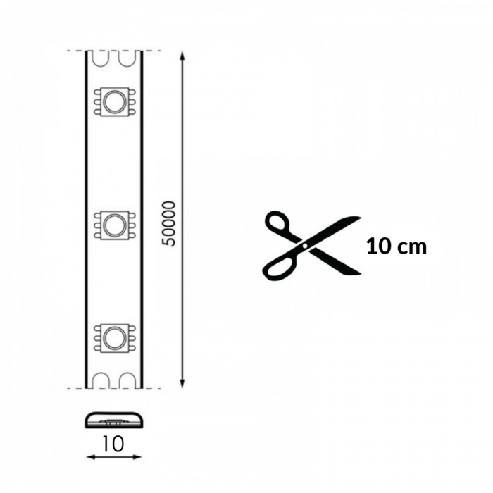 Bandă LED COB 220v, taiere la 10cm
