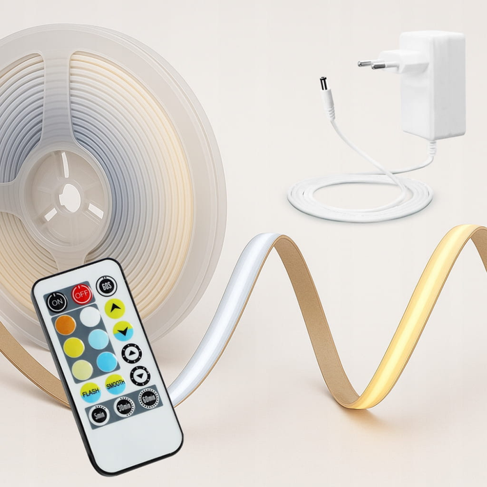 Bandă LED COB CCT 5 metri cu reglare temperatura din telecomanda
