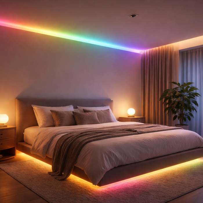 bandă LED COB RGB pentru design interior modern
