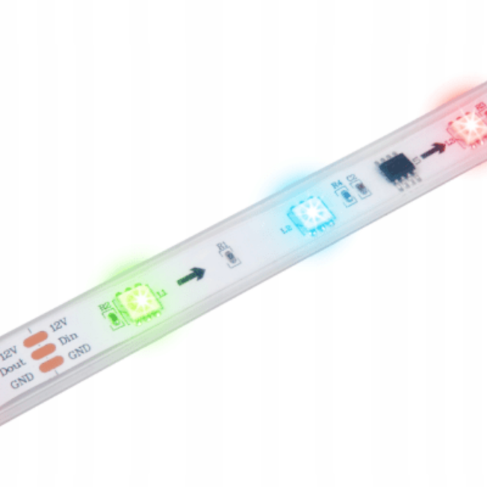 banda led digitala multicolora IP67, 12V, 5 metri