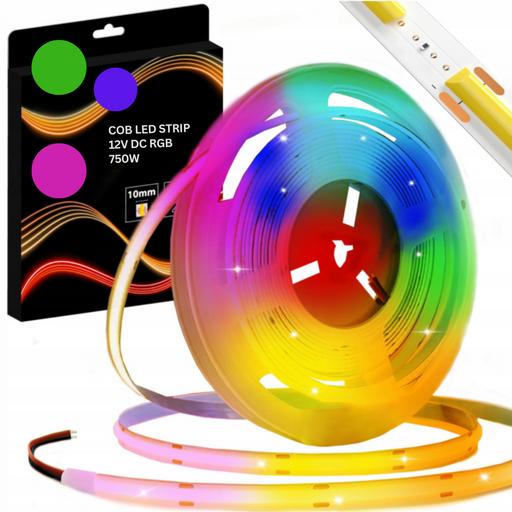 Bandă LED Neon COB RGB 12V 15W pe metru, densitate 450 LED/m, lățime 10mm