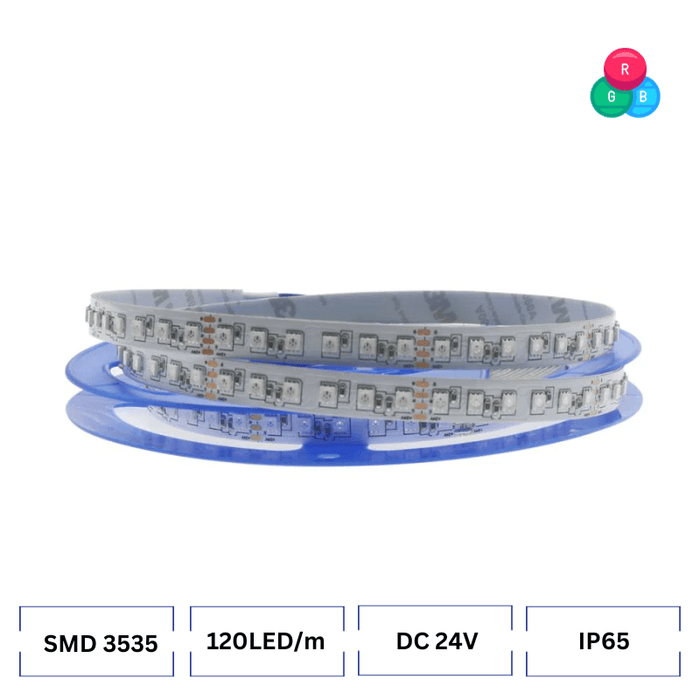 Banda LED RGB 24V Seria Clasic, SMD3535, 120 LED/m, IP65, 5 m