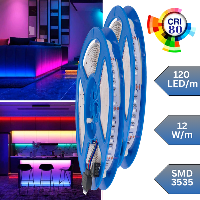 Banda LED RGB cu 120 led/m cu protectie la umiditate IP65