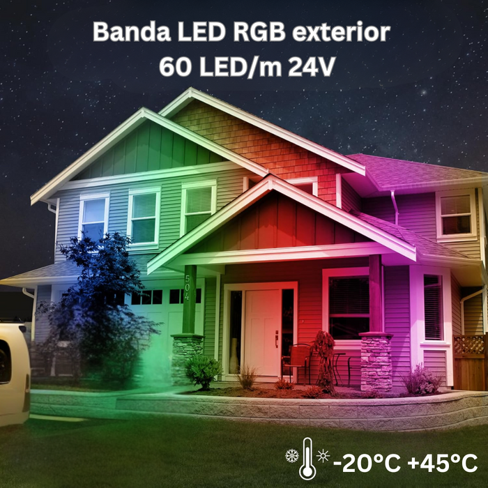 banda led RGB 24v, banda cu leduri 24v, banda led 5m, benzi led 24V, banda led dedeman, banda led SMD5050, banda led exterior, ledia.ro
