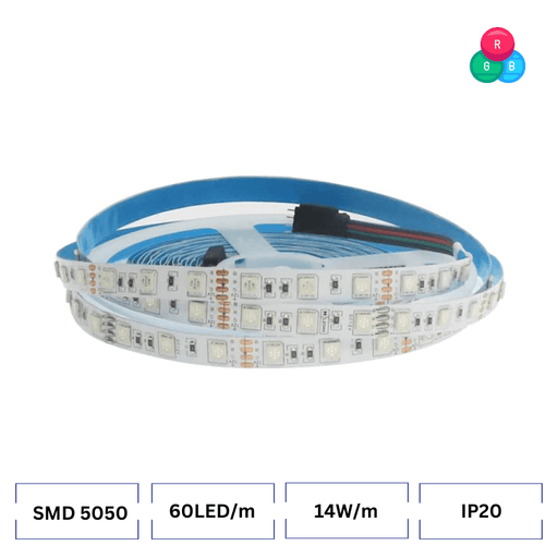 Banda LED RGB SMD5050 Videny, 60 LED/m 12V IP20, 5m - ledia.ro