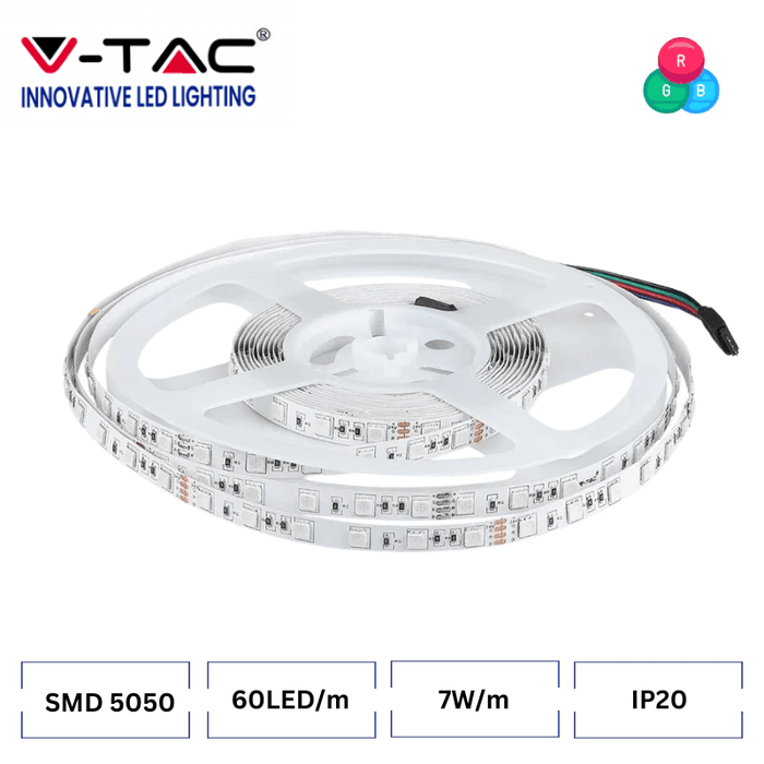 Banda LED SMD 5050 RGB, 60 LED/m, 24V IP20, rola 10 metri - ledia.ro