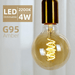 Bec LED decorativ 4W E27 G95, lumina alba calda 2200K, dimabil - ledia.ro