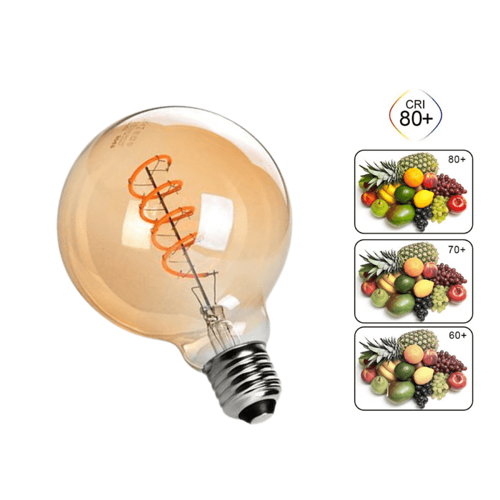 Bec LED decorativ 4W E27 G95, lumina alba calda 2200K, dimabil - ledia.ro