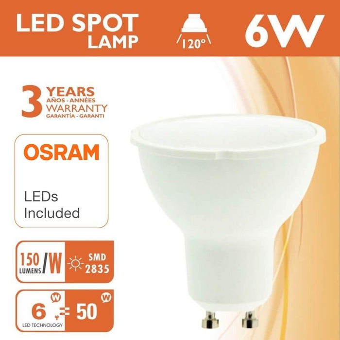 Bec LED Osram spot GU10 6W 720lm, lumina calda 2700K - ledia.ro