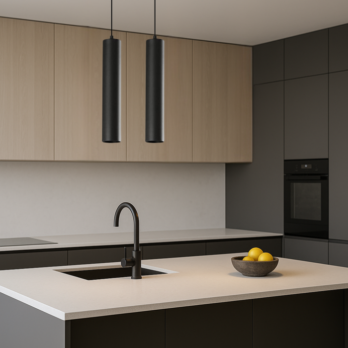 pendul negru într-un interior contemporan, eleganta 
la superlativ