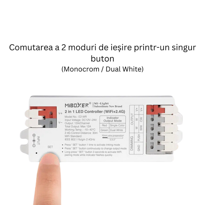 E2-WR, Miboxer, controler led, controller monocrom, controller CCT, controller  banda LED, controller wifi,  ledia.ro