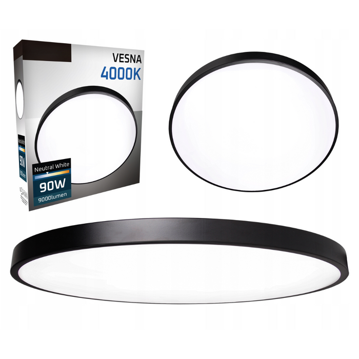 corp iluminat led vesna 90w 780mm negru alb neutru 4000k