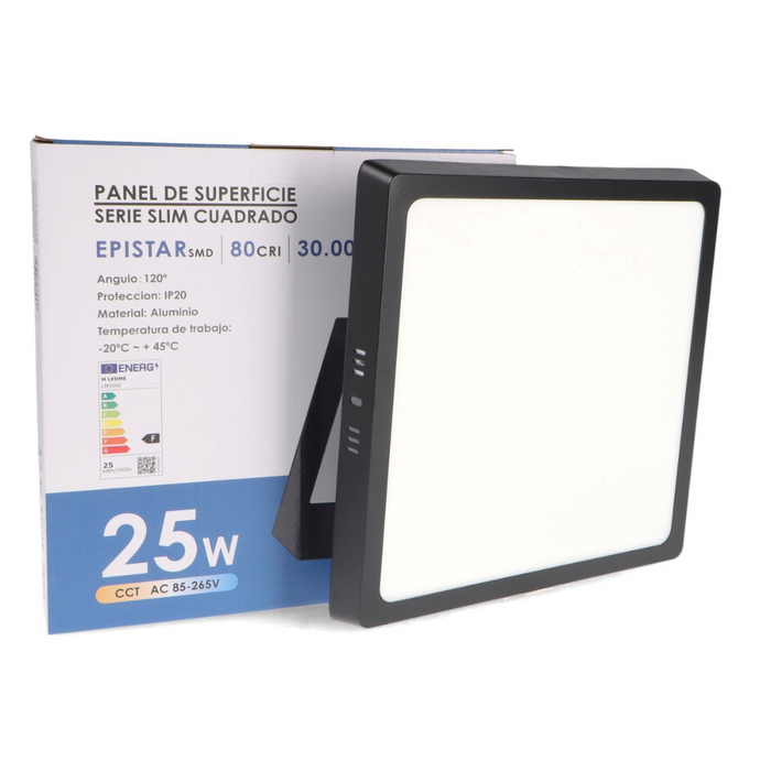 Spot LED plafon pătrat negru 25W cu temperatură ajustabilă
