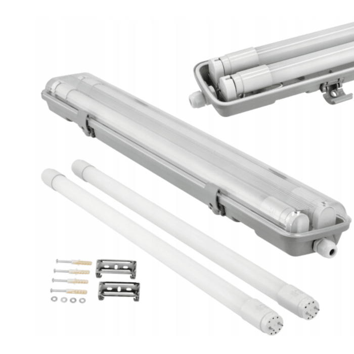 Corp de iluminat ermetic LED IP65 montat pe tavan într-un garaj modern
