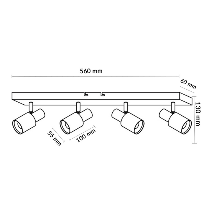Lampă plafonieră modernă Seria Gold cu patru spoturi reglabile GU10
