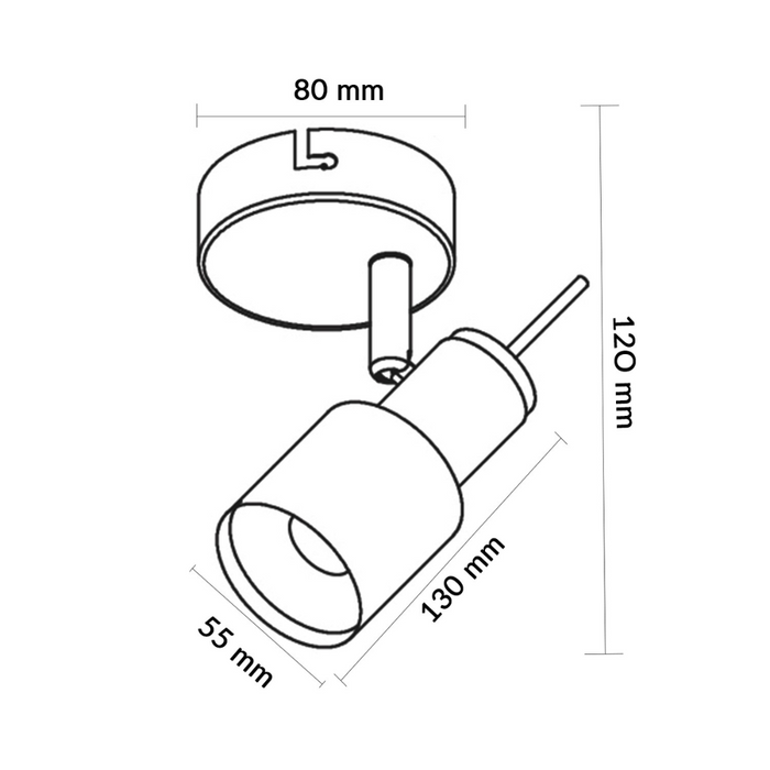 Lampă de perete albă cu 1 spot GU10 orientabil

