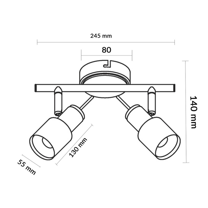 Plafonieră modernă 2xGU10, design minimalist alb pentru interior
