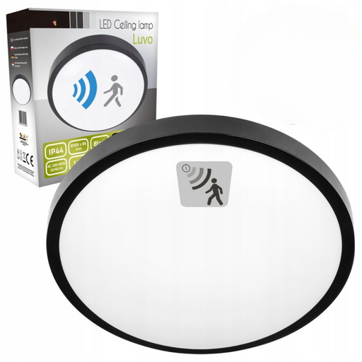 corp iluminat rotund negru 2xe27 cu senzor microvaluri reglabil