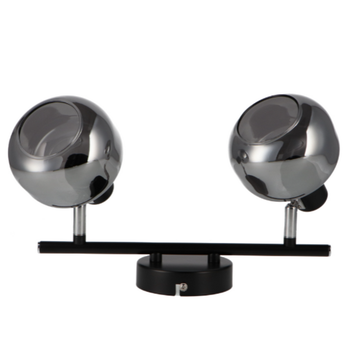 Plafonieră neagră Seria Glass din metal și sticlă, 2xE14
