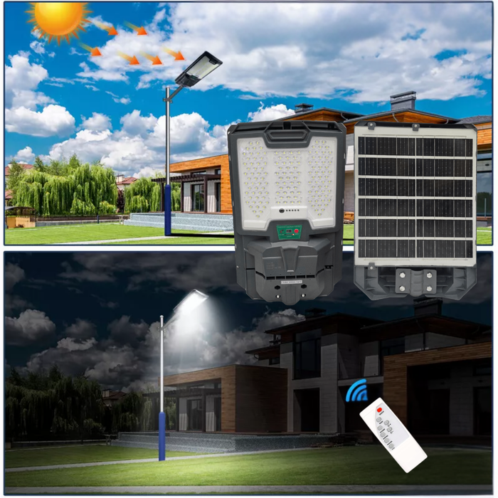 Lampă LED stradală solară cu senzor de mișcare PIR 7-9 metri