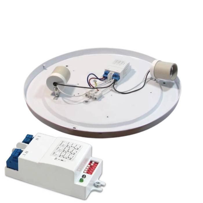 Plafonieră rotundă LED cu finisaj argintiu și senzor reglabil 8m