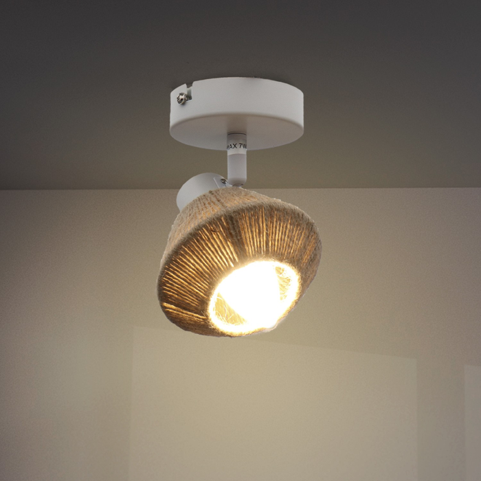 Abajur conic învelit în sfoară naturală