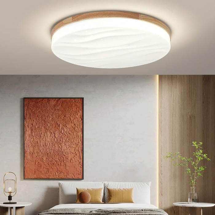 plafoniera led moderna, design lemn, dim 50cm