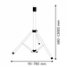 schita cu dimensiunile trepiedului telescopic in mm, 90-780x680-13000mm