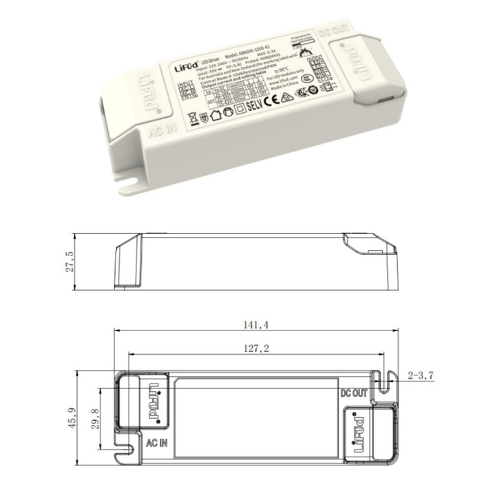 Driver Lifud 40W termoplastic ignifug