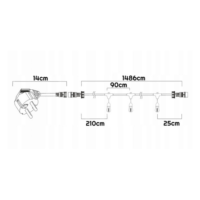 Ghirlandă LED lungă 15 m cu becuri din plastic, iluminat atmosferic