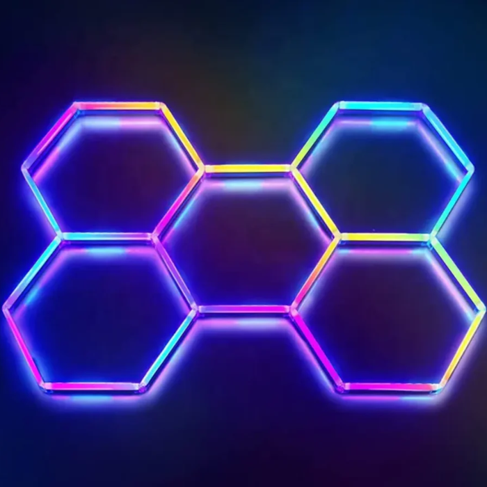 Lampă hexagon RGB cu moduri multicolore controlate wireless
